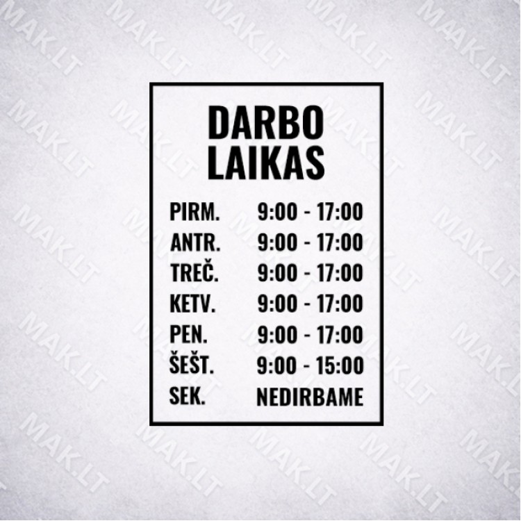 Darbo laiko lipdukas Nr. 11