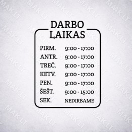Darbo laiko lipdukas Nr. 16