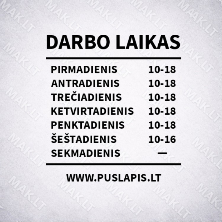Darbo laiko lipdukas Nr. 8 Darbo laiko lipdukas Nr. 8