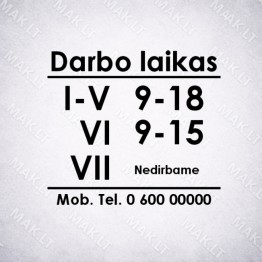 Darbo laiko lipdukas Nr. 23 Darbo laiko lipdukas Nr. 23